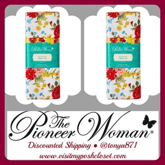 🦋 New Pioneer Woman Sweet Rose Fabric - 2 Packs for a Total of 6 Y… - Picture 1 of 7